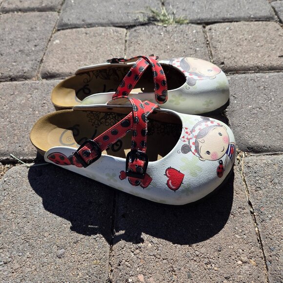 Sz EU 37 Calceo Mary Jane Clogs Sweet Ladybug Girl - Picture 3 of 8